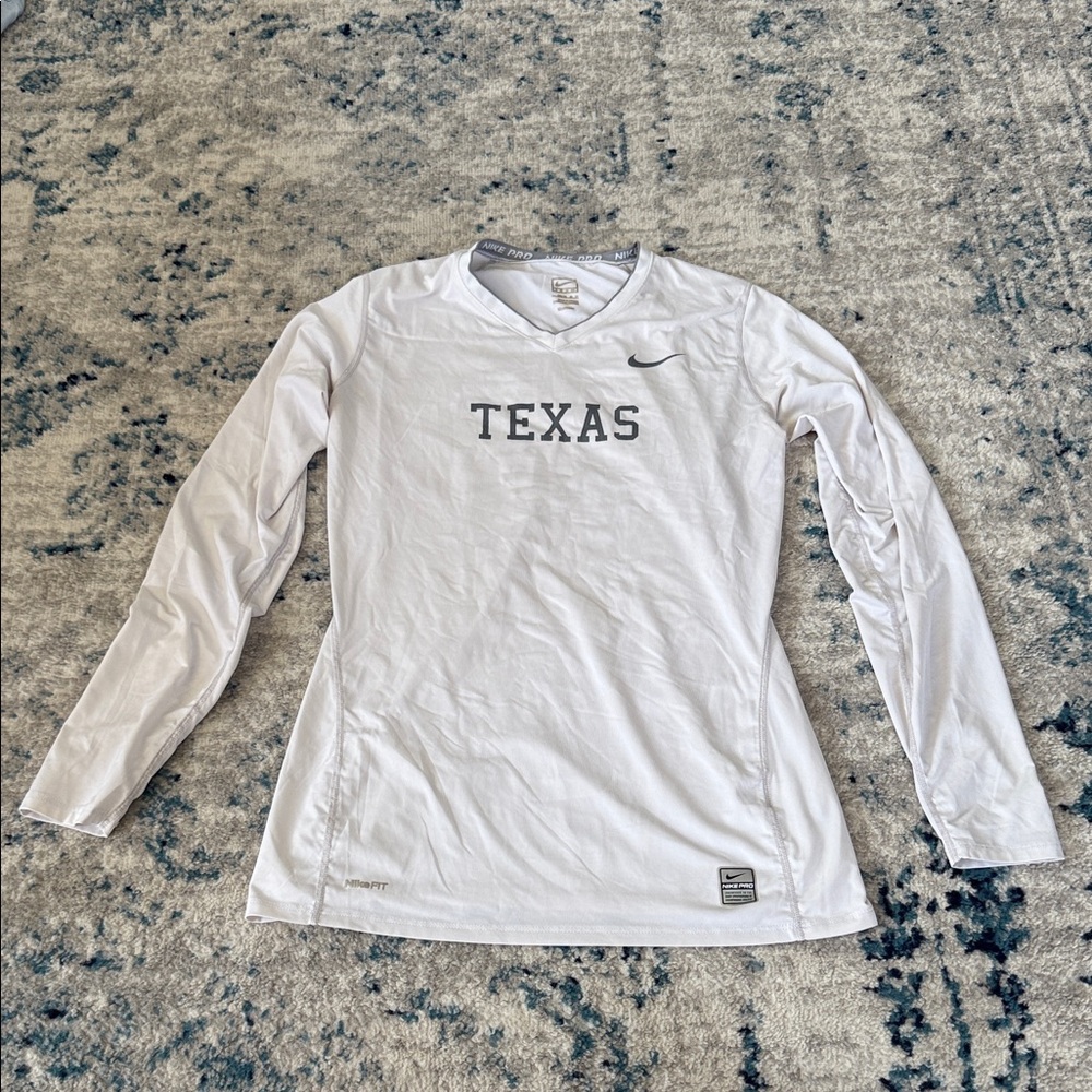 NikePro FitDry White Long Sleeve Texas Shirt